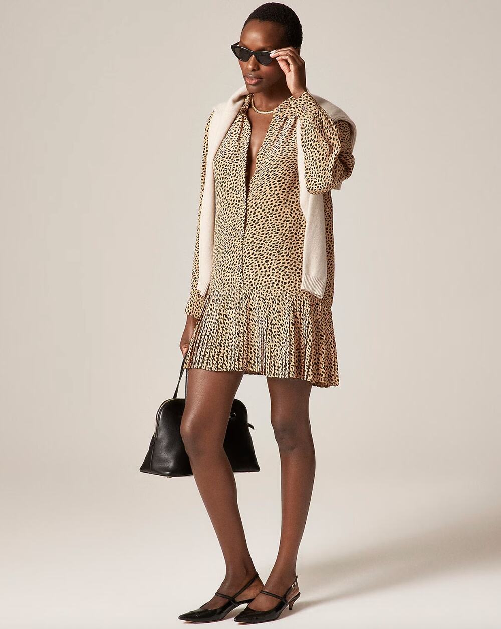 J. Crew New Amelia Shirt Mini Dress in Cheetah Print Size XS Classic Preppy Boho